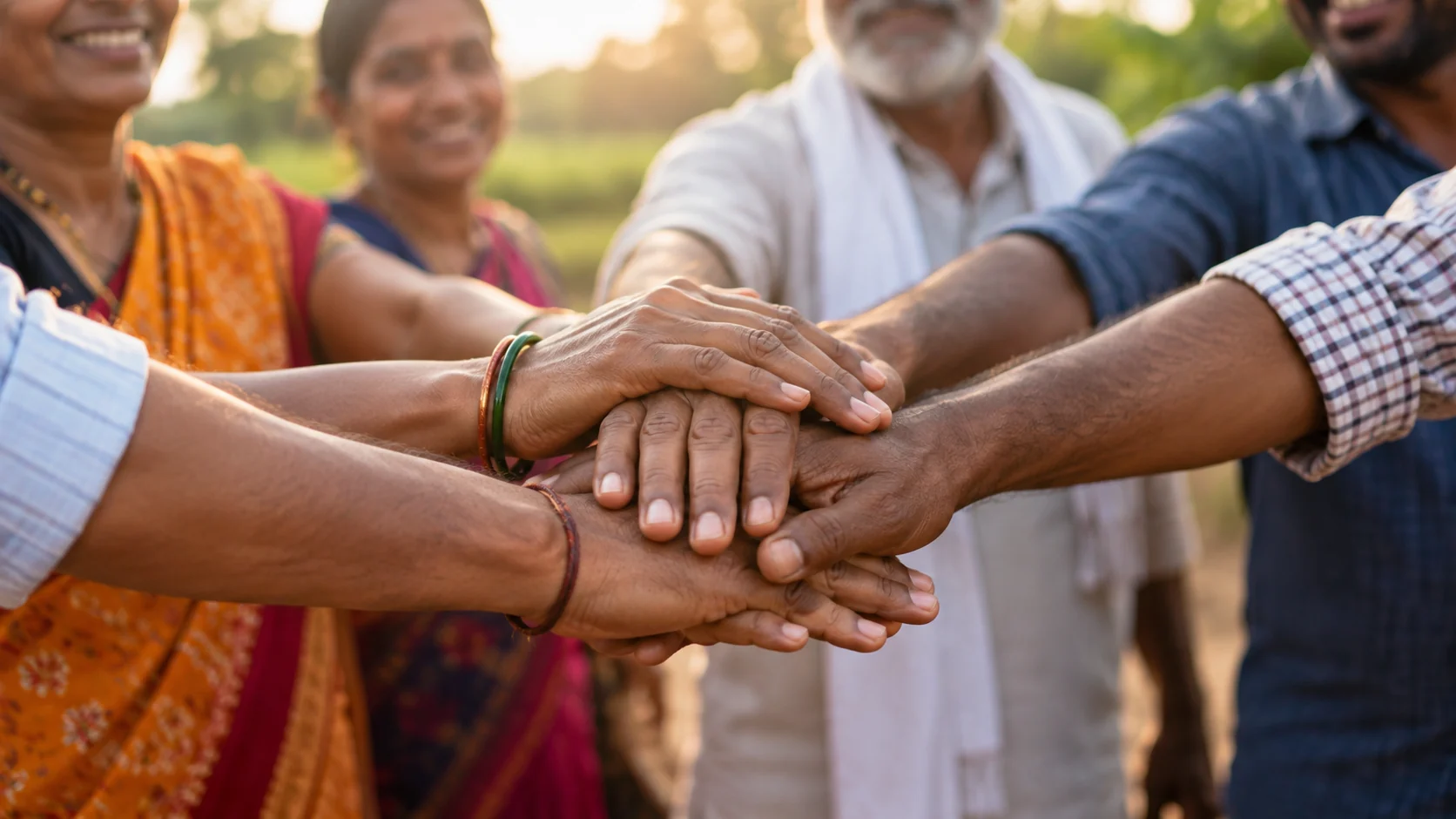 Community members joining hands